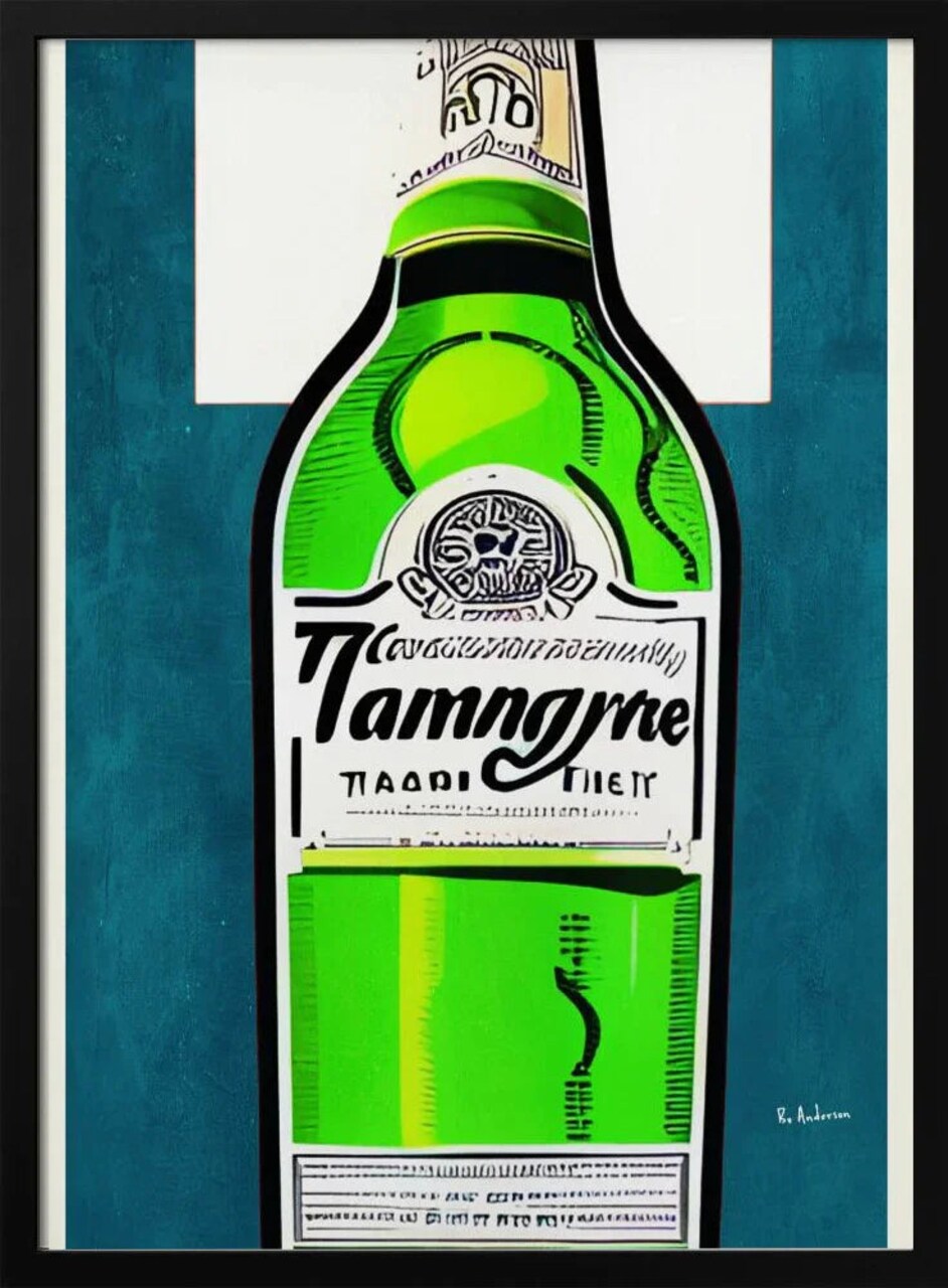 Framed Vintage Gin Tonic Art Print by Bo Anderson - 24x36 Home or Office Decor